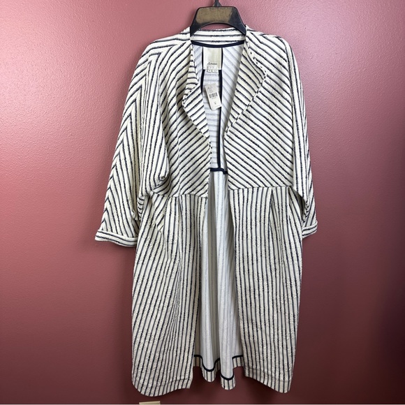 NWT Anthropologie Elevenses Bellport Jacket size Medium open front blue combo - Picture 2 of 13